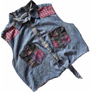 Vintage Enchante Denim Cropped Grunge 90’s Top M